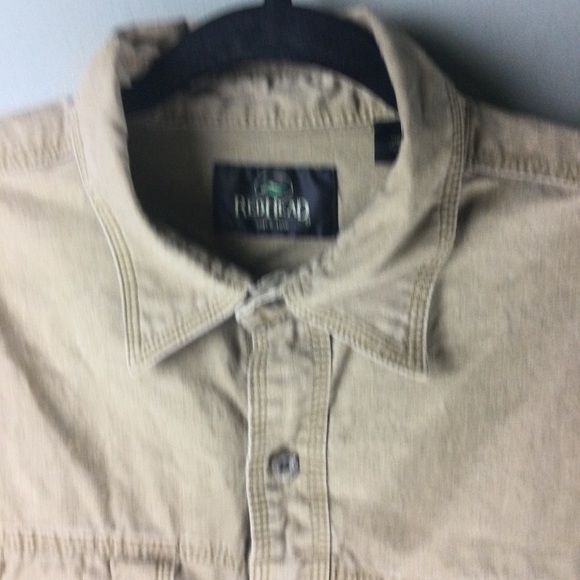Redhead Tan Cotton Seam Detailed Long Sleeve Button Up Cargo Shirt Size Large - Picture 3 of 9
